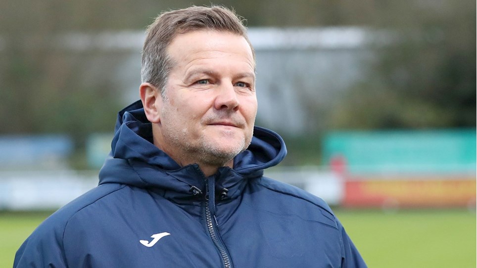 A photograph of Barrow Manager, Mark Cooper