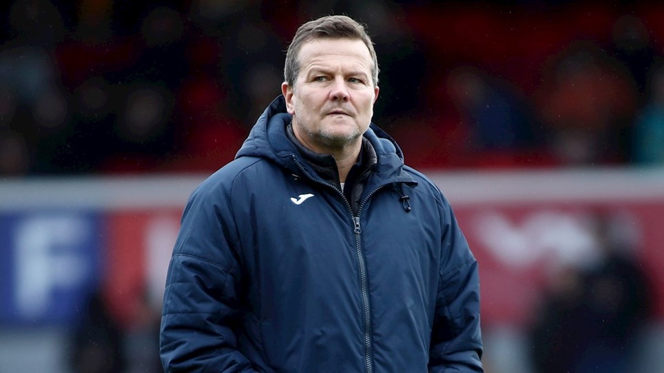 A photograph of Barrow Manager Mark Cooper