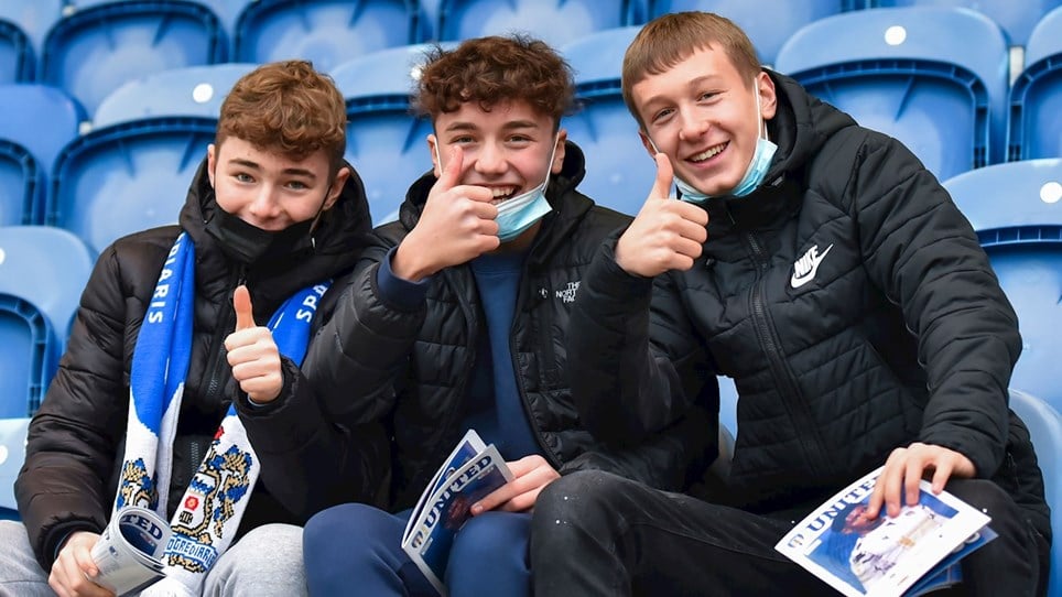 A photograph of Barrow fans at Colchester United