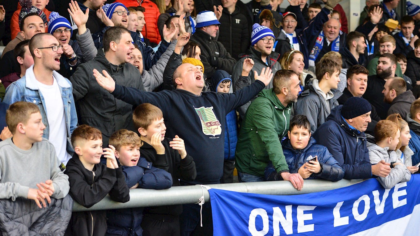 A photograph of Barrow fans getting behind the team