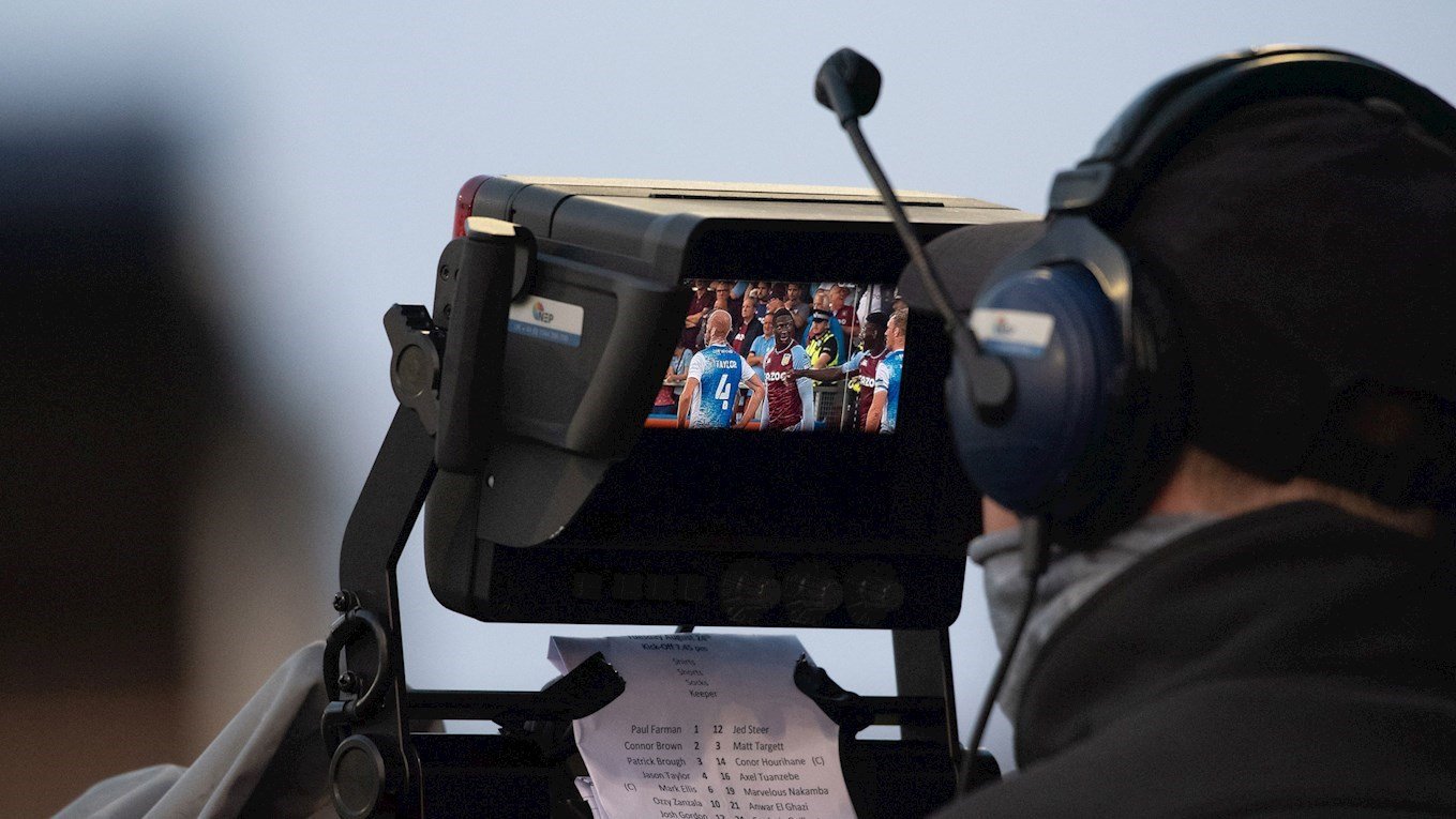 A photograph of a Sky Sports camera at Barrow
