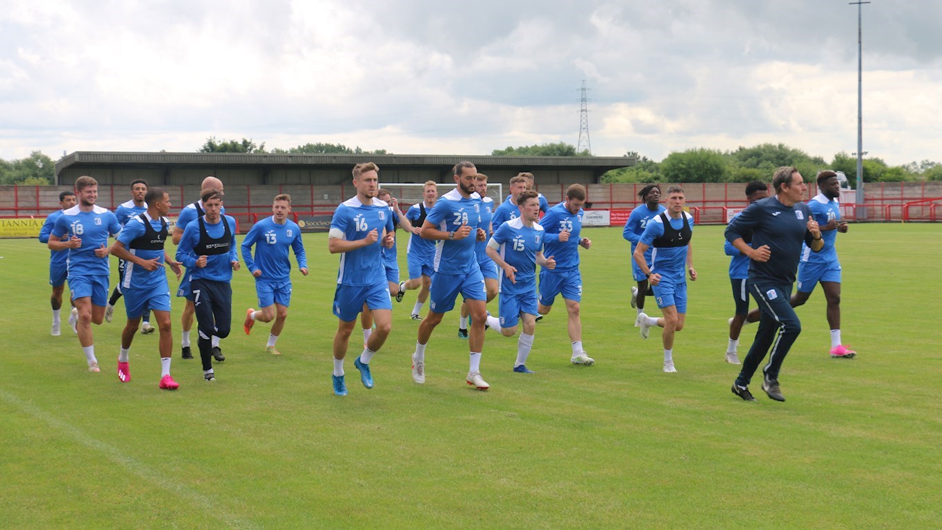 A photograph of the Barrow squad in pre-season training