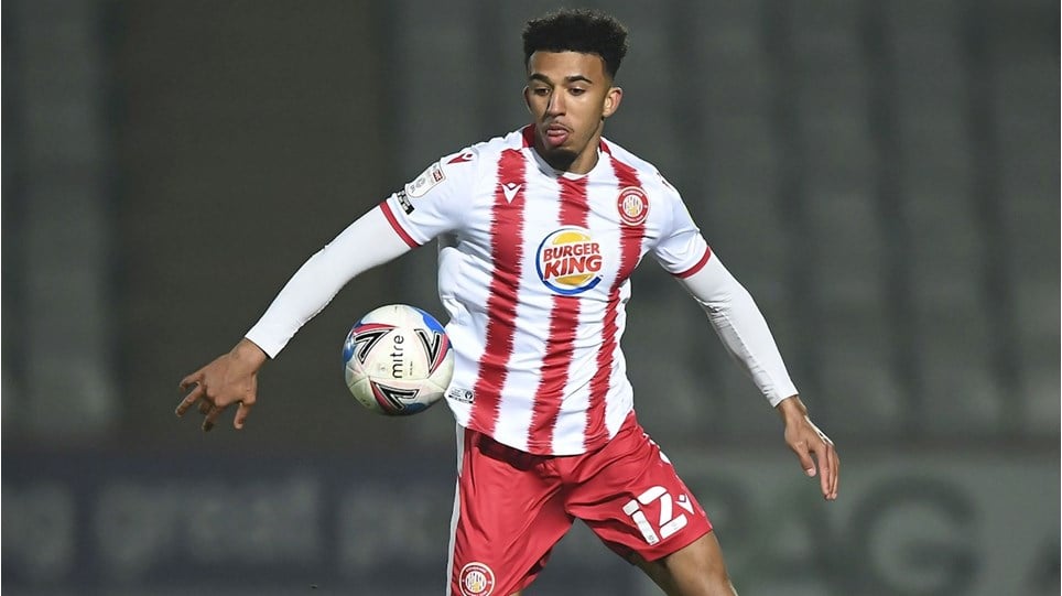 A photograph of Remeao Hutton in action on loan at Stevenage