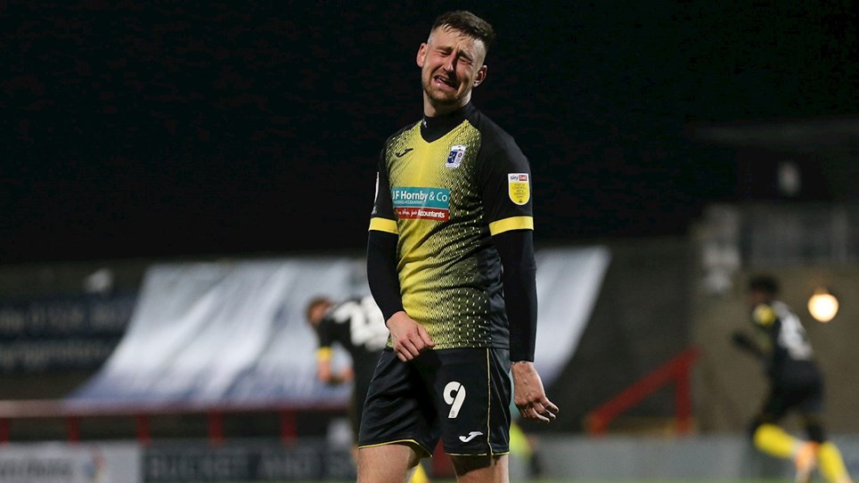 A photo of Scott Quigley during the game at Morecambe