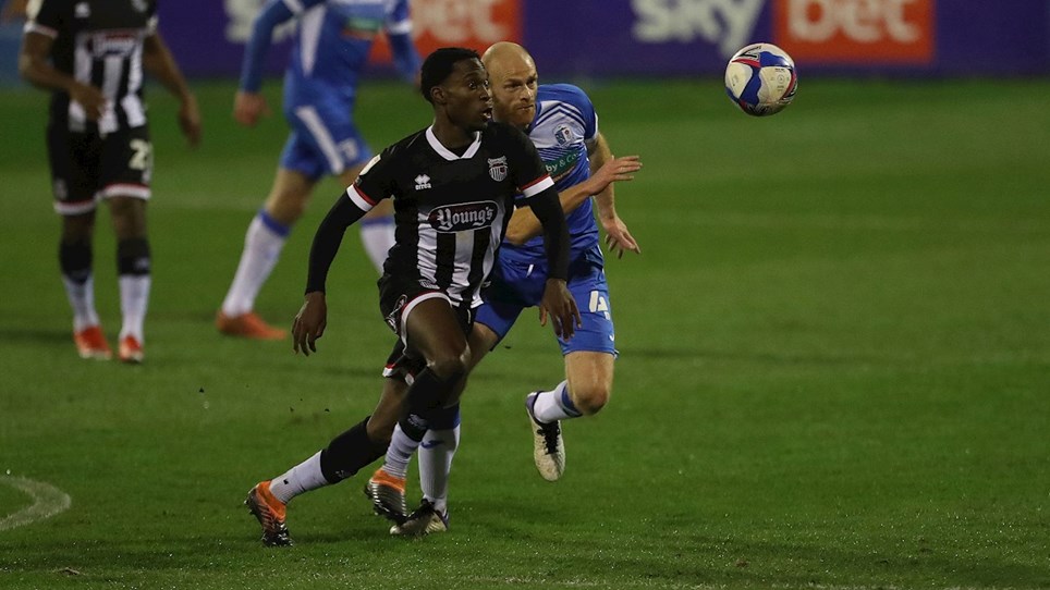 A photograph of Jason Taylor in action against Grimsby Town